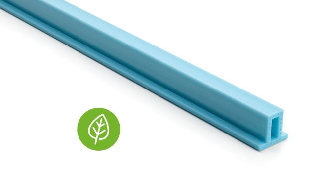 Pultruded profile with sustainability symbol