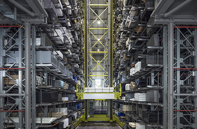 inside of high bay warehouse 