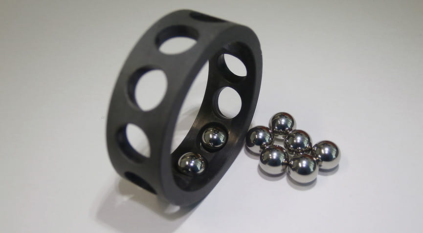 Ball bearing cage made from TECASINT