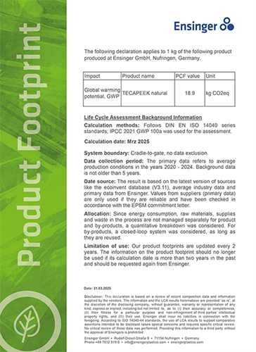 Pcf Report Example Product footprint of semi-finished products | Ensinger