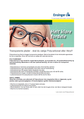 Newsletter primo April 2016 - transparente plader